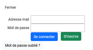Formulaire permettant l'accès à la page d'inscription