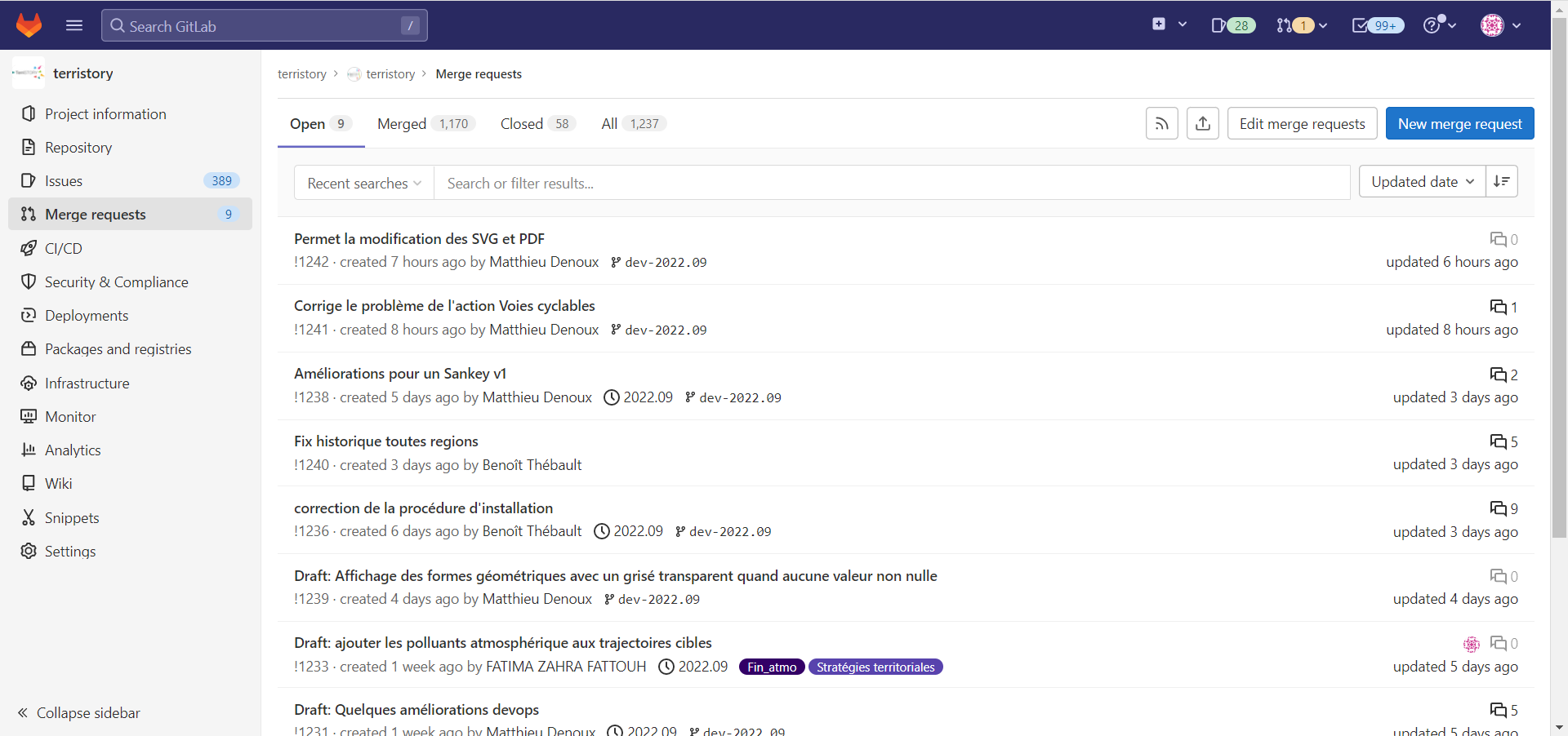 Menu Merge Requests