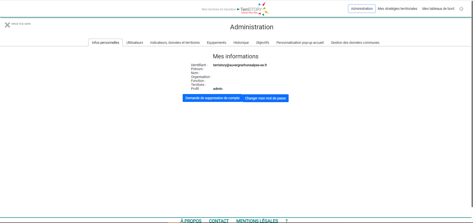 Le module des interfaces d'administrations