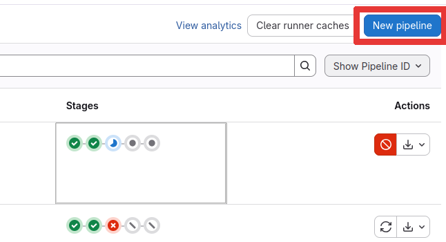 Sélection d'une chaîne de traitement manuellement.